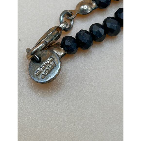 Marilyn Schiff Black Faceted Bead Necklace with Silver Teardrop Pendant - Picture 3 of 4